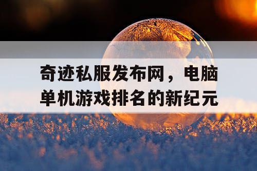 奇迹私服发布网，电脑单机游戏排名的新纪元