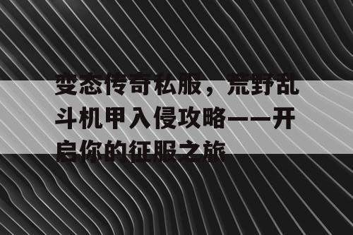 变态传奇私服，荒野乱斗机甲入侵攻略——开启你的征服之旅
