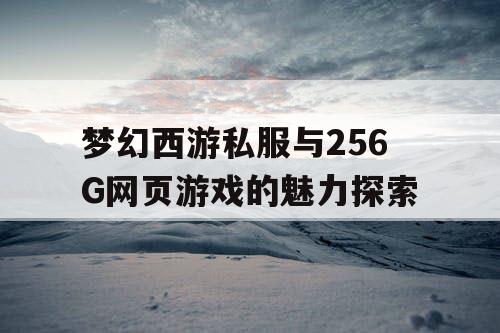 梦幻西游私服与256G网页游戏的魅力探索