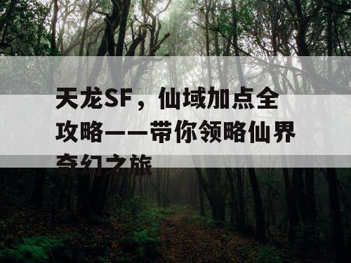 天龙SF,仙域加点全攻略——带你领略仙界奇幻之旅 天龙SF,仙域加点全攻略——带你领略仙界奇幻之旅