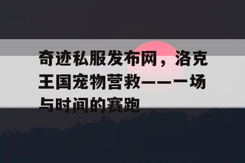 奇迹私服发布网,洛克王国宠物营救——一场与时间的赛跑 奇迹私服发布网,洛克王国宠物营救——一场与时间的赛跑
