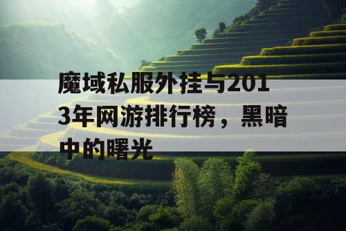 魔域私服外挂与2013年网游排行榜，黑暗中的曙光