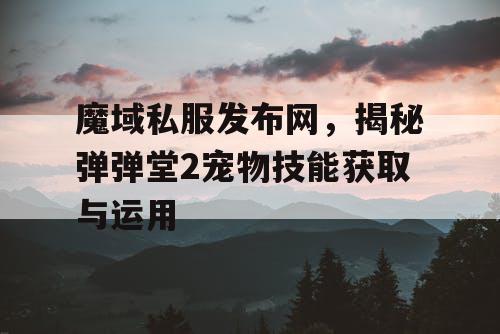 魔域私服发布网，揭秘弹弹堂2宠物技能获取与运用
