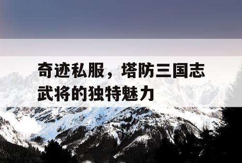 奇迹私服,塔防三国志武将的独特魅力 奇迹私服,塔防三国志武将的独特魅力