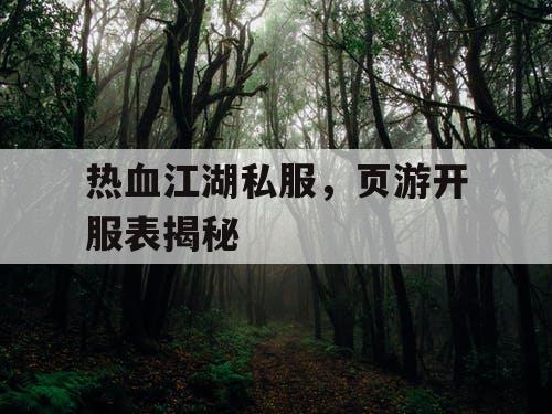 热血江湖私服，页游开服表揭秘