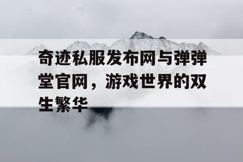 奇迹私服发布网与弹弹堂官网,游戏世界的双生繁华 奇迹私服发布网与弹弹堂官网,游戏世界的双生繁华