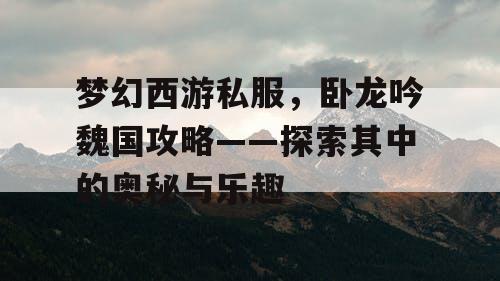 梦幻西游私服，卧龙吟魏国攻略——探索其中的奥秘与乐趣