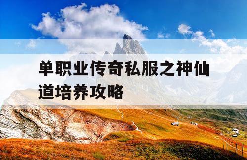 单职业传奇私服之神仙道培养攻略
