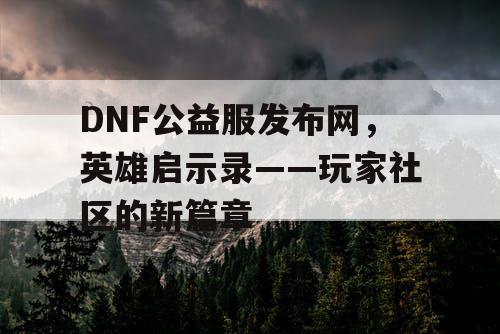 DNF公益服发布网，英雄启示录——玩家社区的新篇章