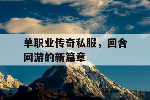 单职业传奇私服，回合网游的新篇章