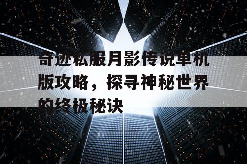 奇迹私服月影传说单机版攻略，探寻神秘世界的终极秘诀