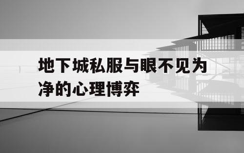 地下城私服与眼不见为净的心理博弈 地下城私服与眼不见为净的心理博弈