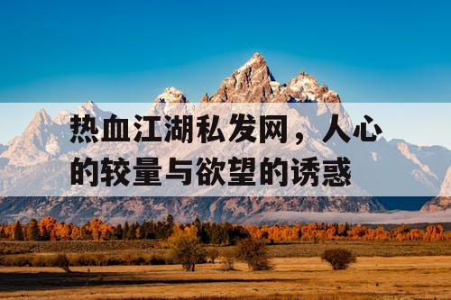 热血江湖私发网,人心的较量与欲望的诱惑 热血江湖私发网,人心的较量与欲望的诱惑