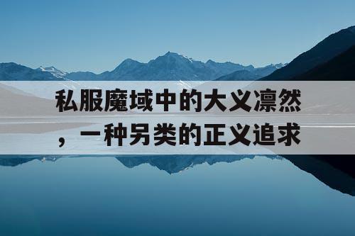 私服魔域中的大义凛然，一种另类的正义追求