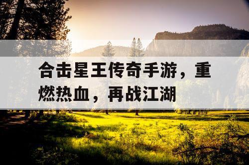 合击星王传奇手游，重燃热血，再战江湖