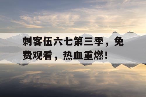 刺客伍六七第三季，免费观看，热血重燃！