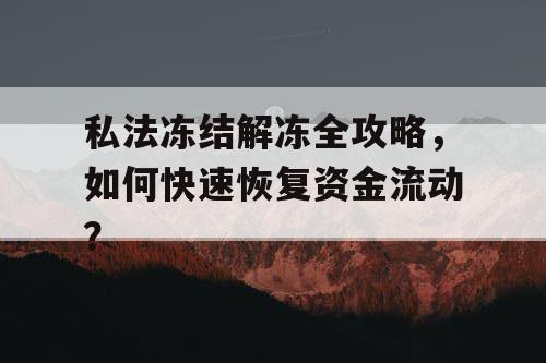 私法冻结解冻全攻略，如何快速恢复资金流动？