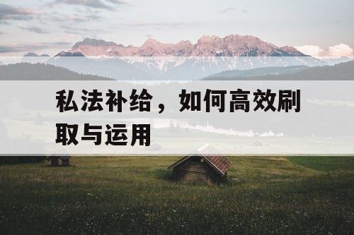 私法补给，如何高效刷取与运用