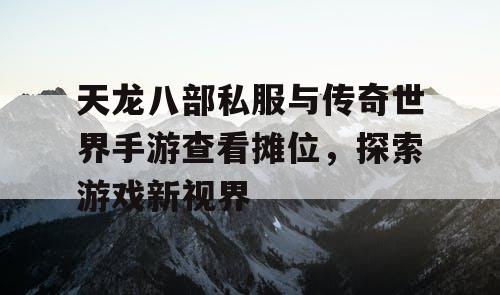 天龙八部私服与传奇世界手游查看摊位，探索游戏新视界