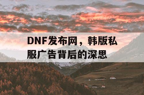DNF发布网，韩版私服广告背后的深思