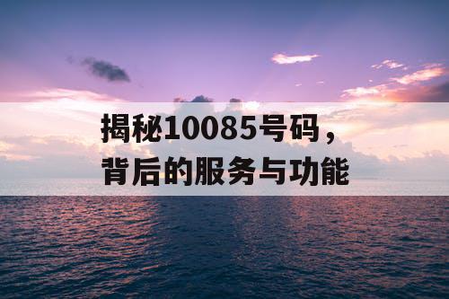 揭秘10085号码，背后的服务与功能