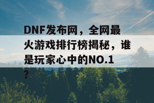 DNF发布网，全网最火游戏排行榜揭秘，谁是玩家心中的NO.1？