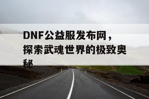 DNF公益服发布网，探索武魂世界的极致奥秘