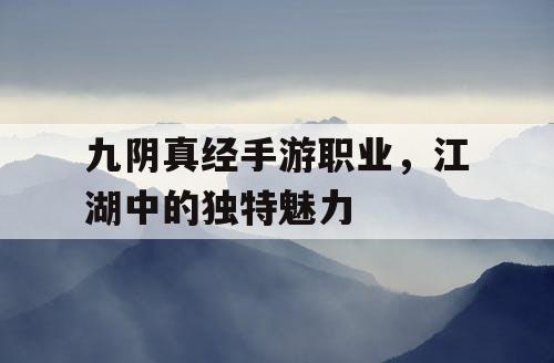 九阴真经手游职业，江湖中的独特魅力