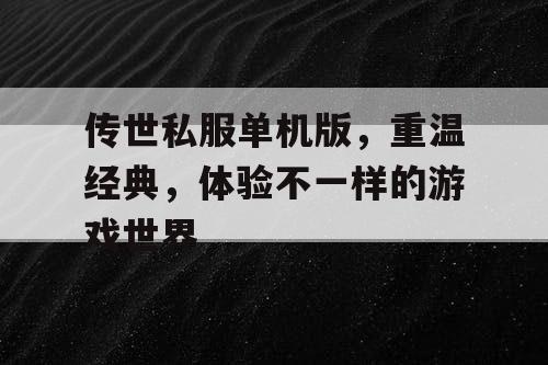 传世私服单机版，重温经典，体验不一样的游戏世界