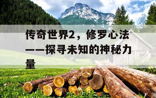 传奇世界2，修罗心法——探寻未知的神秘力量