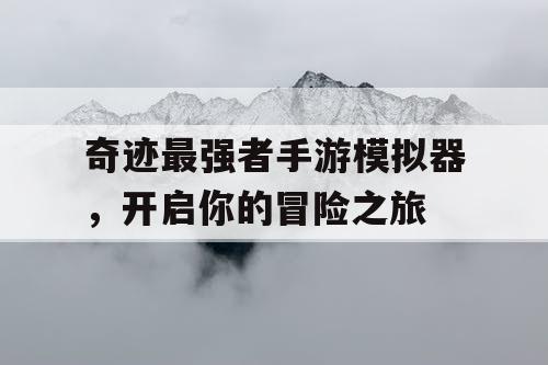 奇迹最强者手游模拟器，开启你的冒险之旅