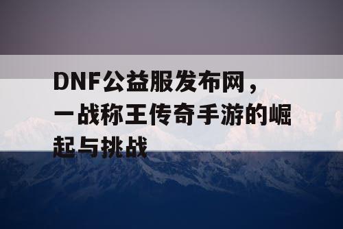 DNF公益服发布网，一战称王传奇手游的崛起与挑战