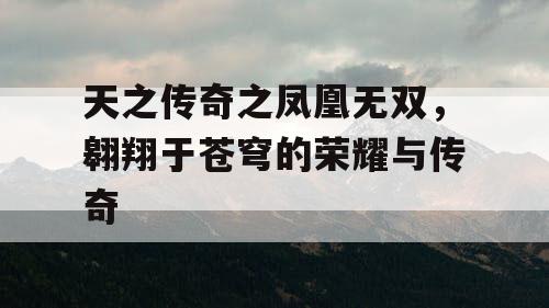 天之传奇之凤凰无双，翱翔于苍穹的荣耀与传奇
