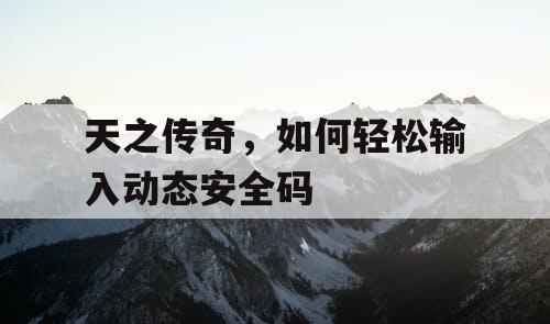 天之传奇，如何轻松输入动态安全码