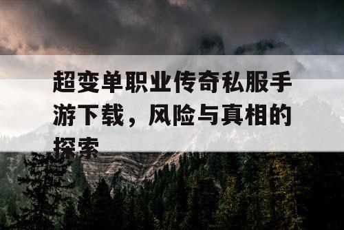 超变单职业传奇私服手游下载，风险与真相的探索