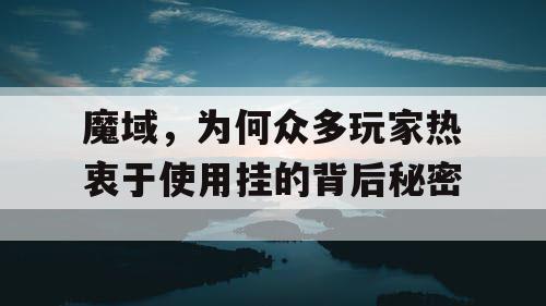 魔域，为何众多玩家热衷于使用挂的背后秘密