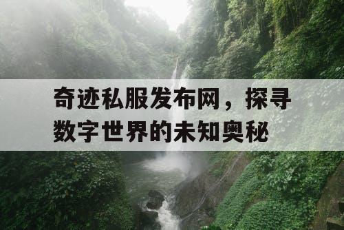 奇迹私服发布网，探寻数字世界的未知奥秘