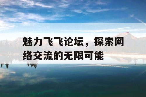魅力飞飞论坛，探索网络交流的无限可能