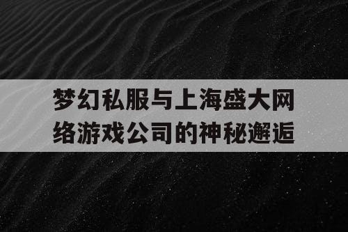 梦幻私服与上海盛大网络游戏公司的神秘邂逅 梦幻私服与上海盛大网络游戏公司的神秘邂逅