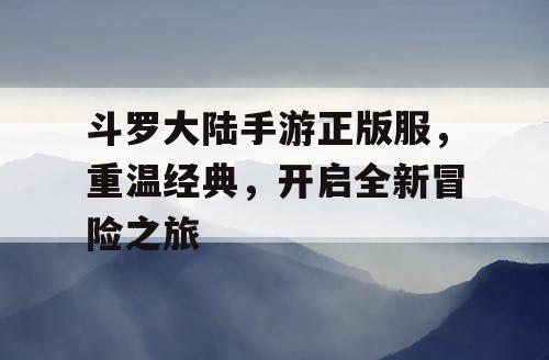斗罗大陆手游正版服,重温经典,开启全新冒险之旅 斗罗大陆手游正版服,重温经典,开启全新冒险之旅
