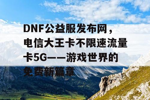 DNF公益服发布网，电信大王卡不限速流量卡5G——游戏世界的免费新篇章