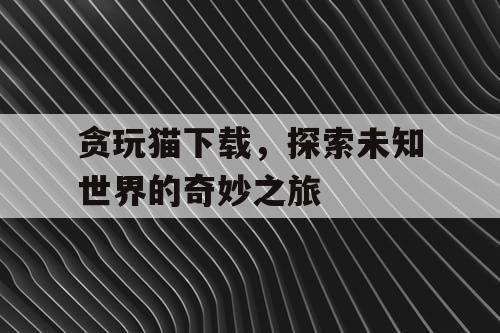 贪玩猫下载，探索未知世界的奇妙之旅
