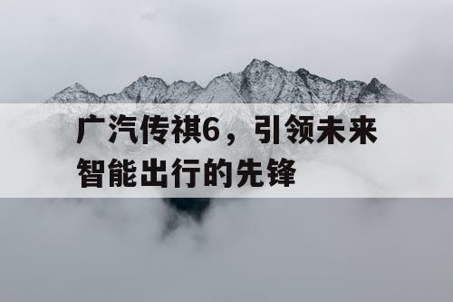 广汽传祺6，引领未来智能出行的先锋