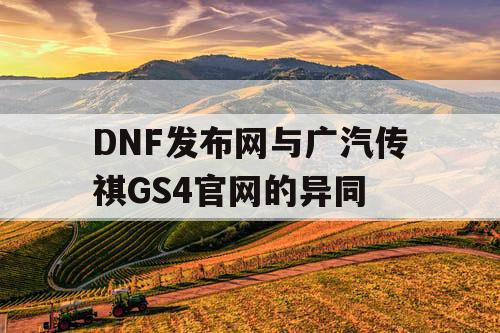 DNF发布网与广汽传祺GS4官网的异同
