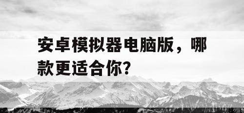 安卓模拟器电脑版，哪款更适合你？