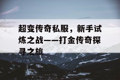 超变传奇私服,新手试炼之战——打金传奇探寻之旅 超变传奇私服,新手试炼之战——打金传奇探寻之旅
