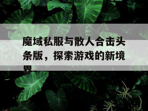 魔域私服与散人合击头条版，探索游戏的新境界