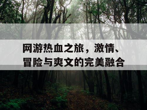 网游热血之旅，激情、冒险与爽文的完美融合
