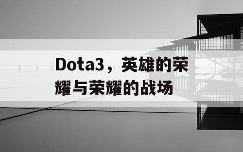 Dota3,英雄的荣耀与荣耀的战场 Dota3,英雄的荣耀与荣耀的战场