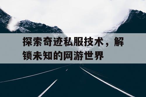 探索奇迹私服技术，解锁未知的网游世界